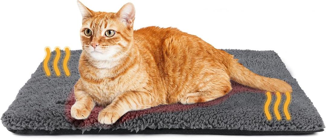 Self Warming Cat Bed Self Heating Cat Dog Mat 29.1 x 18.9 inch Extra Warm Thermal Pet Pad for Indoor Outdoor Pets with Removable Cover Non-Slip Bottom Washable Non Electric (Dark Grey)