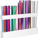9.5 Large Acrylic Straw Holder for Cabinet Door - Reusable Tumbler Straw Organizer Storage, Small Kitchen Accessories Container, Ultra Sticky Cupboard Door Mounted (White)
