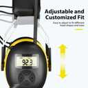 BJKing AM/FM Radio Headphones with Digital Display, 30dB AM FM Hearing Protection Safety Ear Muff, Ear Protection Headphone for Mowing, Landscaping, Shooting and Construction Black-Yellow