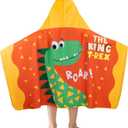 Kids Beach Towel Kids Bath Towel with Hood for boy Girls(3-10 Years) Soft & Absorbent Hooded Swim Pool Bath Towel Cute Cartoon Cotton Hooded Poncho Towels Bathrobe 30 x 50 (Orange)