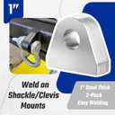 Weld on Shackle Clevis Mounts 1" Thick Steel for Offroad Trucks, Trailers, Hydraulic Tractor Buckets (2 Pack)