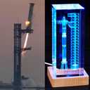 Collector's Gifts SpaceX Starship Crystal Lamp, 3D Laser-Etched Rocket Night Light, Ultimate Gift for Space Enthusiasts, Sci-Fi Fans & Mars Dreamers (Regular)