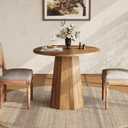 LITTLE TREE 31.5" Round Dining Table for 4, Wood Kitchen Table for Dining Room, Small Dinner Table with Wooden Tabletop and Octagonal Base for Apartments, Office & Restaurants, Deep Brown (Oak Brown), 30.71" D x 62.99" W x 35.43" H