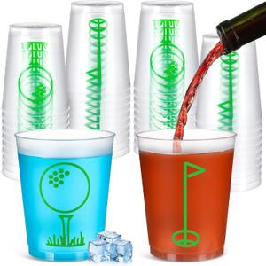 Qinyoung 40 Pcs 12 oz Golf Party Cups Reusable Plastic Clear Frosted Cups Bulk for Sports Golf Birthday Party Supplies Favors Housewarming Gift, Dishwasher Safe