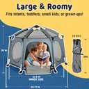 PRObebi Portable Pop Up Playpen for Babies and Toddlers - Grey Lightweight Outdoor Play Yard with Three Sun-Shade - Beach and Indoor Use with Travel Bag, 63.77 x 62 x 38 inches