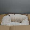 Bedsure Donut Medium Dog Bed - Washable Faux Fur with Corduroy Fleece & Anti Slip Bottom, Round Pet Bed with Removable Cover, Cream, 30x30x8 inches