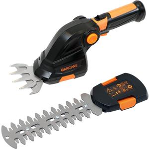 GARCARE Cordless Grass Shears & Electric Hedge Trimmer 2 in 1 - Handheld Bush Trimmer & Grass Trimmer with 1500mAh Lithium-Ion Battery for Shrub, Garden, Grass and Lawn Cultivation