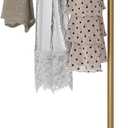 DR.IRON Gold Coat Racks, Metal Coat Racks Freestanding with Crossbar and Heavy Base, Modern Coat Rack Stand, L Shaped Clothing Rack for Entryway, Bedroom, Living Room or Office