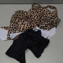 SUUKSESS Women Ruffle High Waisted Tankini Swimsuits Tummy Control Bathing Suit (Medium, 98 Black Leopard)