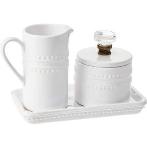 Farmhouse Inspired Vintage Doorknob Cream and Sugar Set, White