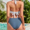 TASHEHE Women's Bikini Set High Waisted Twist Swimsuit Colorblock Halter Two Piece Bathing Suit