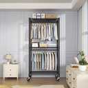 FUTASSI Heavy-Duty Portable Closet, 30"W x 14"D x 76"H, Black, Carbon Steel
