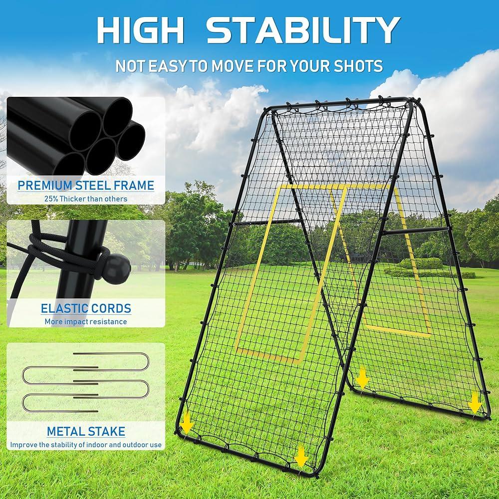 Double-Sided Practice Area: Double-Sided 7×4 Ft Volleyball Bounce Back Net Offers A Spacious 2×28 Sq Ft Rebounding Surface, Perfect For Volleyball, Baseball, Softball, Lacrosse, And Soccer Practice With Family Or Friends