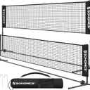 SONGMICS Badminton Net, Height Adjustable Volleyball Net, Pickleball Net for Junior Tennis, Kids, Indoor Outdoor Court, Foldable Nylon Net with Poles 10ft/13ft/16.5ft Wide