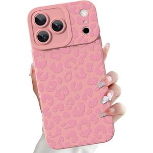 OOK Compatible with iPhone 17 Pro Max 6.9inch Case, Silicone Leopard Cheetah Cute Pattern, Camera Protection Soft Slim Phone Cover for Girls Women -Pink Leopard