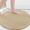 Arotive Bathroom Rugs Round 24x24, Extra Soft Absorbent Shaggy Chenille Bath Rugs, Machine Washable Rubber Backing Non-Slip Bath Mats for Bathroom Floor Tub and Shower, Home Decor Accessories, Beige