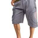 CosInStyle Men's Wide Leg Cotton Capri Shorts Pants with Elastic Waist, Drawstring, and Pockets for Yoga Summer Beach Outdoor (Gray) S/M