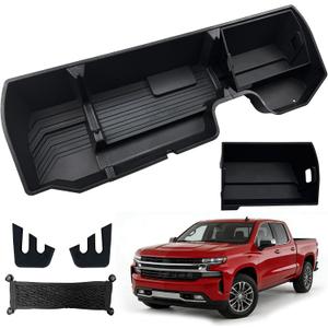 Underseat Storage for 2019-2026 Chevy Silverado 1500 Crew Cab, Divider Under Seat Storage Box for 2020-2026 Silverado/Sierra 2500HD 3500HD Double Cab & Crew Cab with Mesh Pocket & Inner Bin