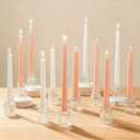 Turvono Clear Glass Taper Candle Holders Set of 12, Small Tapered Candlestick Holders in Bulk, Modern Short Candle Sticks for Dining Table Centerpiece Wedding Christmas Party & Holiday Decorations