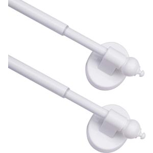 Magnetic Curtain Rods for Metal DoorsMulti-Use Adjustable Appliance for Windows Iron Steel Places16-28 InchWhite2 Pack
