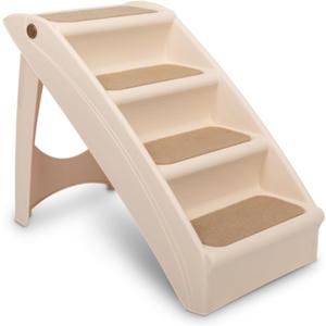 PetSafe CozyUp Folding Dog Stairs - Pet Stairs for Indoor/Outdoor at Home or Travel - Dog Steps for High Beds, Sofa with Siderails, Non-Slip Pads - Durable, Support up to 200 lbs - Extra Large, Tan