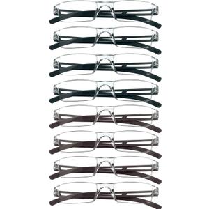 VisionGlobal 8 Pairs Reading Glasses, Blue Light Blocking Glasses, Computer Reading Glasses for Women and Men, Fashion Square Eyewear Frame (4black+4brown,+2.75 Magnification)