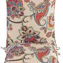 Set of 4 Outdoor Dining Chair Cushions, Comfort Patio Seating Cushions, 44 x21x4.5 inch, Single Welt and Zipper (Khaki Floral), 4 Pack