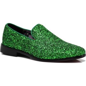 SPK04 Men's Vintage Glitter Dress Loafers Slip On Shoes Classic Tuxedo Dress Shoes (12, Green)