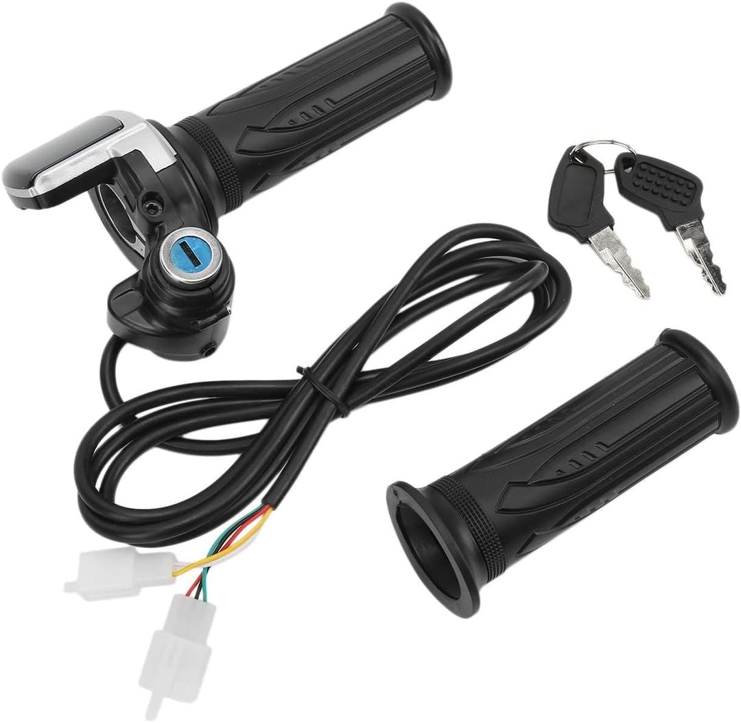 Electric Bike Throttle, 48V Half-Twist Throttle Grip Lock Key Set LED Display Ebike Throttle for Ebike Motorcycle Scooter