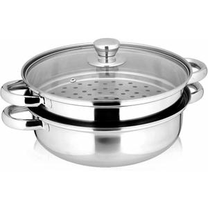 Yamde 2 Piece Stainless Steel Stack and Steam Pot Set - and Lid,Steamer Saucepot double boiler