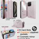 SiHPuoy Leather for Apple iPhone 15 Pro Wallet Case with Card Holder Kickstand, Phone Accessories for Woman Men Women, 2 Pack Screen Protector 2 Pack Camera Lens Cover, Rose Gold