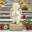 Praying Angel Figurine  6.5" Resin Memorial Angel Statue with Folded Hands, Cherub Remembrance Sculpture with Forever with The Angels Inscription, Sympathy Gift for Loss and Healing