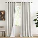NICETOWN Extra Long Linen 100% Blackout Curtains 120 inches Length 2 Panels Set with Thermal Insulated Liners, Ivory, 62" Width, Farmhouse Style Window Draperies for Patio Sliding Glass Door