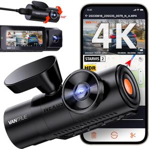 Vantrue N4 Pro 4K 3 Channel Dash Cam, STARVIS 2 IMX678 x PlatePix x HDR Night Vision, 4K+1080P+1080P Front Inside and Rear Dash Camera, Voice Control, WiFi, GPS, 24H Parking Mode, Support 512GB Max
