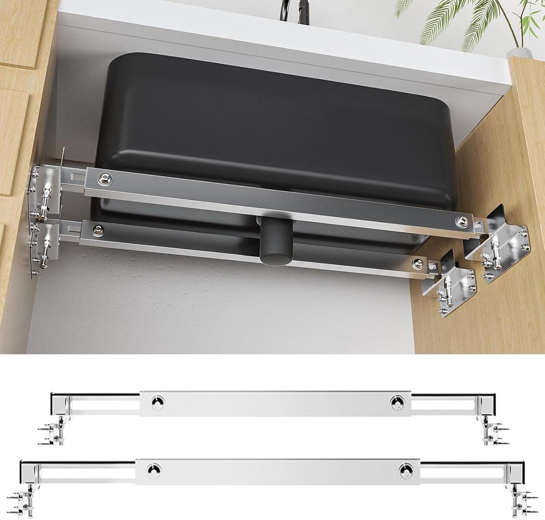 Kitchen Sink Installation Parts Kit,Undermount Sink Brackets,Undermount Sink Supports, Adjustable Stainless Steel Heavy Duty Support (28-39.4 Inches/71-100cm)