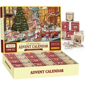 Advent Calendar Puzzle 2024-1008 Pcs Puzzle Christmas Advent Puzzle 2024,Advent Calendar 2024 Boys Family Games for Kids,Adult