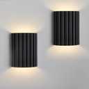 Black Gypsum Modern LED Wall Sconces Wall Lighting Set of 2, Indoor Hardwired Walls Mount Light Fixtures Up Down Lamp for Hallway Bedroom Living Room Dining RoomBulbs Included