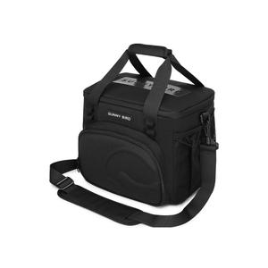 SUNNY BIRD 12L Large Insulated Lunch Bag, Leakproof and Foldable Lunch Cooler Box for Women Adult and Men, Fits 18 Cans (Black 01)