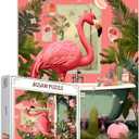 1000 Piece Jigsaw Puzzles for Adults, Bathtub Jungle Animal Jigsaw Puzzles Funny Animals Bathroom Pink Flamingo Puzzle Challenging Family Activity Perfect for Game Nights Puzzle Wall Art Decor