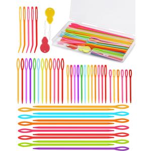 UOOU 67 PCS Plastic Needles, 5 Sizes Yarn Needles, Darning Needles for Yarn, Yarn Needles Large Eye for Crochet, Crochet Needles for Knitting, Weaving and Sewing