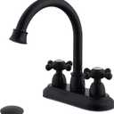 4-Inch Bathroom Sink Faucet Matte Black, Vintage 2-Handle Centerset Vanity Faucet for Bathroom Sink (Vintage 4" Centerset)