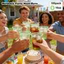 100 Pack 16 oz Green Plastic Cups, Green Party Cups, Clear Disposable Wine Glasses for St. Patrick's Day, Birthdays, Picnics, Carnivals & Party Events