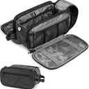 PAVILIA Toiletry Bag for Men Women, Mens Travel Bag Toiletries Organizer Case for Grooming, Travel Essentials Shaving Dopp Kit, PU Leather Water Resistant Cosmetic Pouch, Black (Large (10.5x5.5x6))