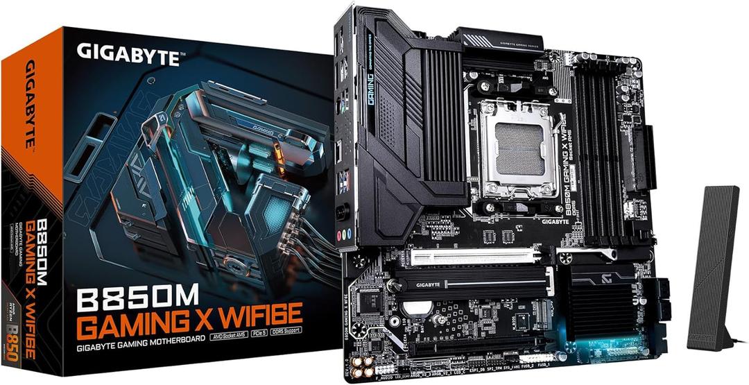 GIGABYTE B850M Gaming X WIFI6E AMD AM5 mATX Motherboard, Support AMD Ryzen 9000/8000/7000 Series, DDR5, 10+2+2 Power Phase, 2X M.2, PCIe 5.0, USB-C, WIFI6E, 2.5GbE LAN, EZ-Latch, 