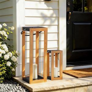 Large Outdoor Solar Lanterns Waterproof, Decorative Lantern Lights Set of 2