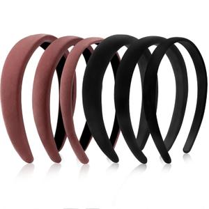 DiyJibb Velvet Headbands for Women and Teens, 6PCS Non-Slip Padded Hairbands with 3 Width Options (0.6", 0.8", 1.2"), Soft Comfortable Hair Accessories for Daily Wear, Makeup, Sports, and Gifts (Black,pink)