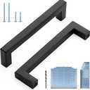 Ravinte Black Cabinet Pulls 5 Inch Square Kitchen Cabinet Handles Modern Hardware for Kitchen Cabinets Cupboard with Drill Mounting Template 5 Pack