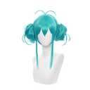 Anime Short Green Wig with 2 Bun Halloween Costume Party Wig for Women