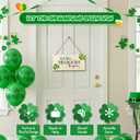 4E's Novelty "Let The Shenanigans Begin" Funny Hanging St. Patricks Day Shamrock Wood Decor Sign, Green Wooden Door Hanger for Front Doors, Festive and Classy Saint Patricks Day Door Decoration, Lucky Shamrock Sign Home Decor