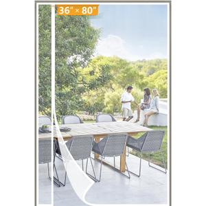 yotache White Reversible Left Right Side Opening Magnetic Screen Door Fits Door Size 36 x 80, Top Middle Anti-Tearing Net Curtain, Actual Screen Size 38" x 81"